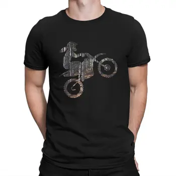Pánské T-Košile Dirt Bike Dívka Silueta S Stromy Tričko Krátký Rukáv Enduro Cross Motocykl Závodní Posádky Krku T Košile Obrázek