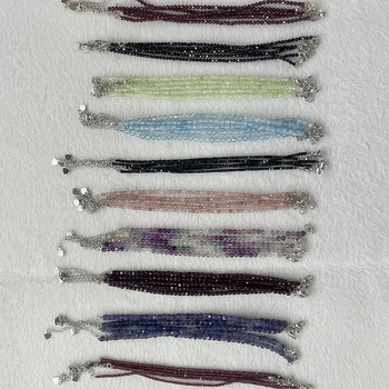Přírodní Granát Barevný Fluorit Módní Tváří 2-4mm Korálky Náhrdelník Mini Minimalistický Strana, pro Muže, Ženy Kouzlo Šperky Dárkové Obrázek