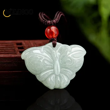 Přírodní Myanmaru Zboží Jade Butterfly Přívěsek Ručně vyřezávané Jadeite Náhrdelník Módní Nádherné Šperky Dárky pro Muže a Ženy Obrázek