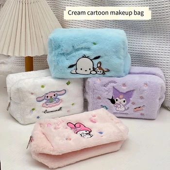 Roztomilé Sanrio Hello Kitty Plyš Kosmetická Taška Anime Cinnamoroll Kuromi Penál Roztomilé Ženy Storage Bag Mince Kabelku Make-Up Pouzdro Obrázek