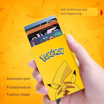 Roztomilé Sanrio kovové držitele karty Pikachu ultra-tenké automatické pop-up karty držitele, anti-demagnetizační roztomilé karty držitel storage dárek Obrázek
