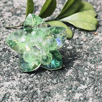 Ručně Tkané Zelené Jablko Srdce-tvarovaný List Květina Crystal Módní Nastavitelný Prsten Pro Ženy Nebo Dívky Obrázek