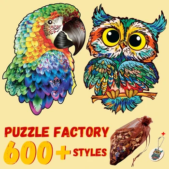 Sova Dřevěné Puzzle Deskové Hry Pro Dospělé, Děti, Vánoční Dárky Vzdělávací Interakce Rodič-Dítě Hračky Butterfly Zvířecí Puzzle Obrázek