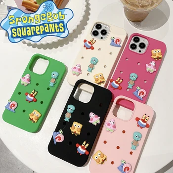 SpongeBob DIY Phone Case pro IPhone 14 Pro Max 11 12 13 Pro X XR XS Max Candy Barva Roztomilý Kreslený odolný proti Otřesům Měkký Kryt Dívka Dárek Obrázek