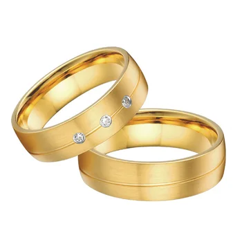svatební kapela pár prsteny pro muže a ženy, milenci aliance výročí zasnoubení prohlášení, pozlacený 18 karátovým zlatem prsteny šperky Obrázek