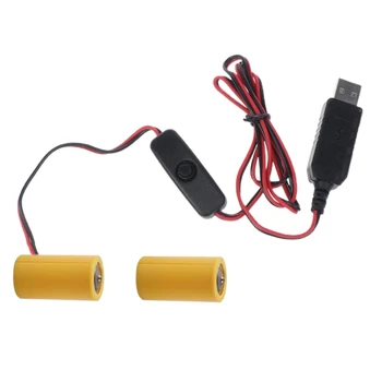 Univerzální LR14 C Baterie Odlučovače USB Kabelu s Přepínači Nahradit 2ks 1,5 V C Velikost Baterie pro Led Svítilny Elektroniky Obrázek