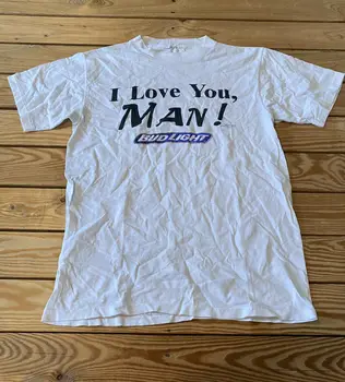 Vintage Bud Light Pánské Miluji tě muž Krátký Rukáv t Shirt Velikost M Bílá Q6 Obrázek