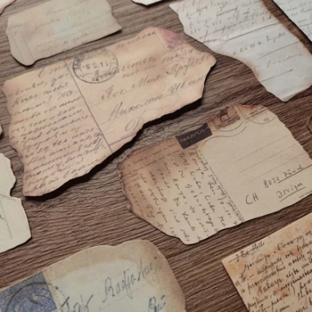 Vintage Ručně psaný Dopis Scrapbooking Deník, Materiál papír, Karty Tvorby DIY Retro Papíry Non Sticky Kreativní Memo Papírnictví Obrázek