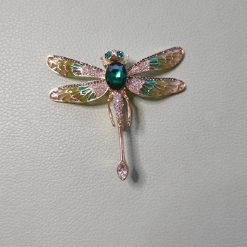 Vintage Šperky Pěkně Zelené Skloviny Hmyzu Velké Prohlášení Brože Broches Para Mujer Ženy Drahokamu Vážky Brože Kolíky Obrázek