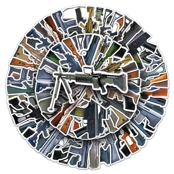 Vojenská střelná Zbraň, Puška, Pistole, Nálepky na Notebook, Kufr, Telefon, Psací potřeby, Scrapbooking Materiál, Vintage, 50ks Obrázek