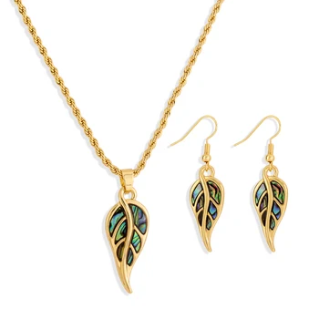 Vsy Trendy Šperky Havajské Maile List Náhrdelník Šperky Set Zelený Abalone Shell Šperky Pro Dámy Obrázek
