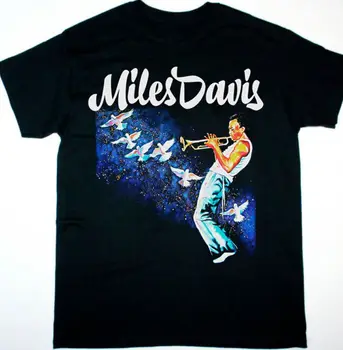 Vtg Miles Davis Hraje Dove Těžká Bavlna Černá S-5XL Unisex Tričko HH986 dlouhé rukávy Obrázek
