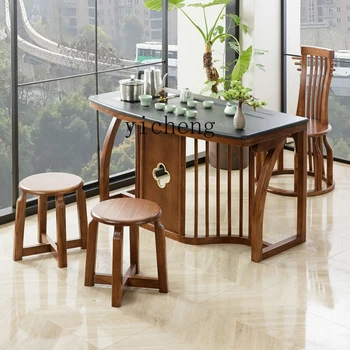 XL Balkon, Stůl-Židle Nastavit Nové Čínské Kung Fu Masivního Dřeva B & B Malé Bubble Tea Table Obrázek
