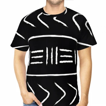 Černá Mudcloth 3D Tištěné T Košile Pro Muže Unisex Polyester Volné Fitness Topy Hip Hop Pláž Mužských Odpališť Obrázek