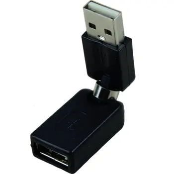 Černá USB 2.0 Samec Na USB Samice Otáčení o 360 Stupňů Úhel Rozšíření Adaptér Obrázek