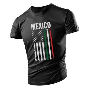 Čtyři Roční Období Nové Módní Ležérní Styl Muži Volné Pohodlné Prodyšné Módní Krátký Rukáv T-Shirt Rychlé Suché Mexické Prvky Obrázek