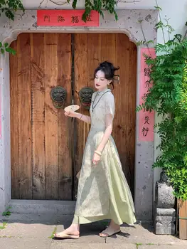 Čínský Nový Vylepšený Květinové Qipao Dresslady Elegantní Ženy, Moderní Orientální Styl Hanfu Šaty Tradiční Bambusové Cheongsam Šaty Obrázek