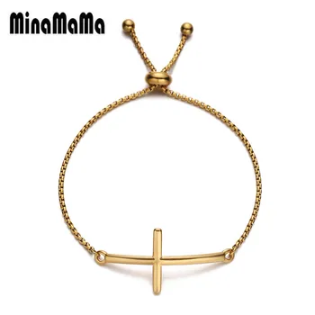 Řetěz z nerezové Oceli Kříž Náramek pro Ženy Nastavitelný Náramek Náboženské Šperky Obrázek