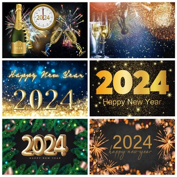 Šťastný Nový Rok 2024 Fotografie, Pozadí Zářící Šampaňské Balónky Ohňostroj Rodinný Festival Party Dekor Portrét, Pozadí Obrázek