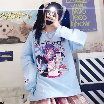Žena Top Trička Dlouhý Rukáv Anime Mikina Ženy Kawaii Oblečení Jaro Podzim Hip Hop Japonské Harajuku ANIME E Dívka Oblečení Obrázek